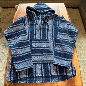 Blue Striped Mexican Baja Hoodie Men’s XL